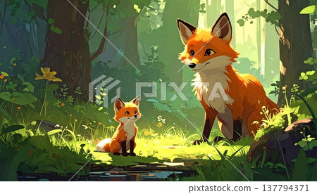 福克斯父母和孩子 137794371