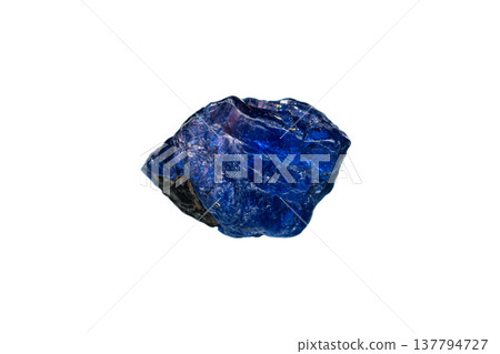 Burmese royal blue sapphire on white background 137794727