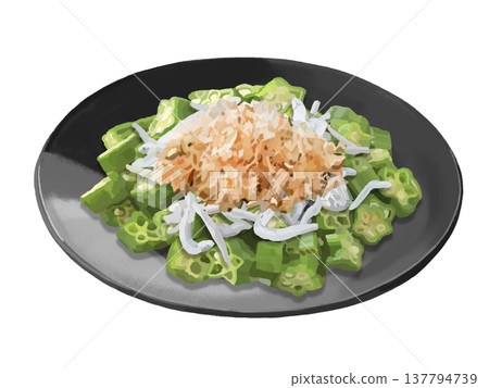 秋葵碎（配銀魚和鰹魚片） 137794739