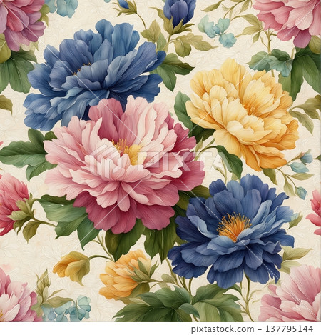 watercolor painting of leaf and flowers, seamless watercolor painting of leaf and flowers, seamless 137795144