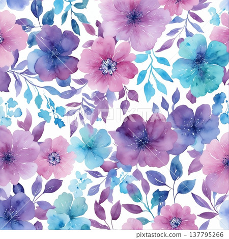 watercolor seamless pattern with wild flowers watercolor seamless pattern with wild flowers 137795266