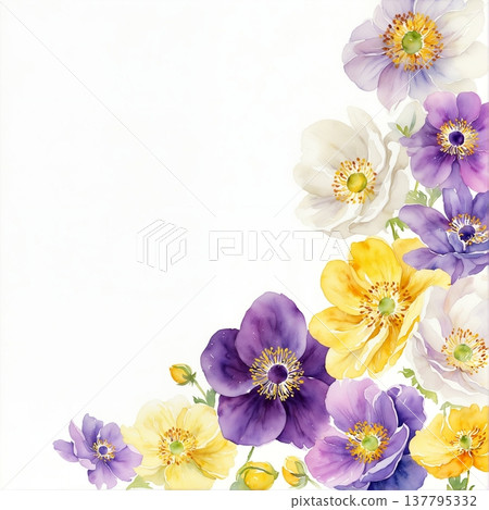 watercolor painting of leaf and flowers watercolor painting of leaf and flowers 137795332