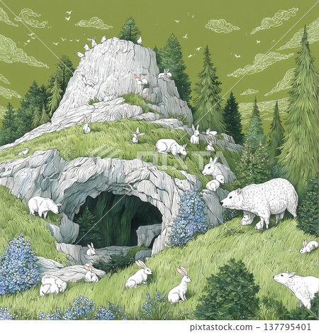 background with fir trees 137795401