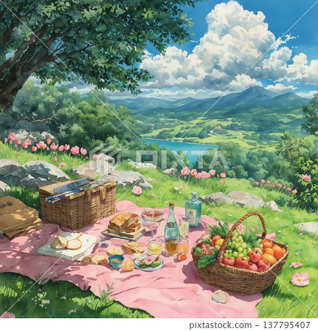 background with fir trees 137795407