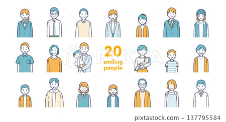 A set of illustrations of local people smiling and facing forward. A set of illustrations of local people smiling and facing forward. 137795584