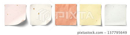 The textures of various memo paper scraps made from Japanese washi paper. 137795649