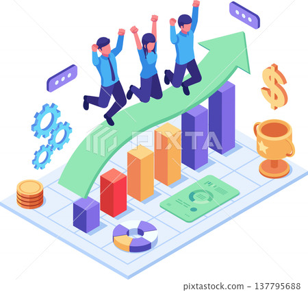 Isometric Business Team Celebrating Success 137795688