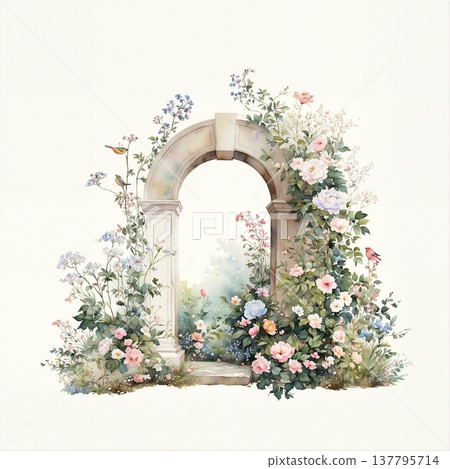 floral pattern with roses and wildflowers 137795714