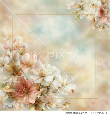 watercolor painting of leaf and flowers on wood watercolor painting of leaf and flowers on wood 137795801
