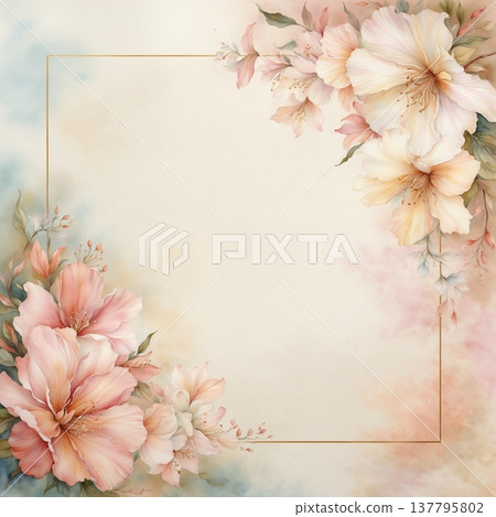 watercolor painting of leaf and flowers on wood watercolor painting of leaf and flowers on wood 137795802