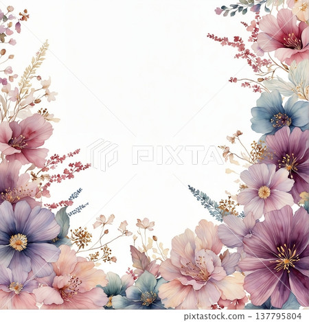 watercolor painting of leaf and flowers on wood watercolor painting of leaf and flowers on wood 137795804