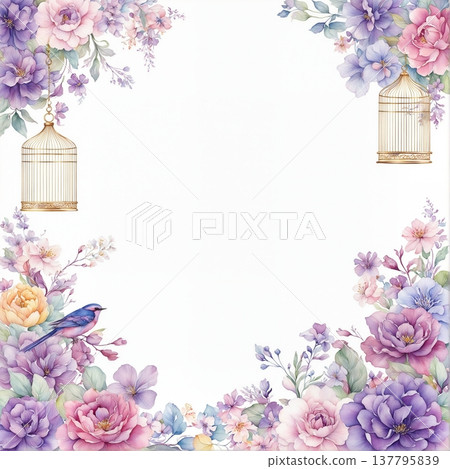 watercolor painting of leaf and flowers on wood 137795839