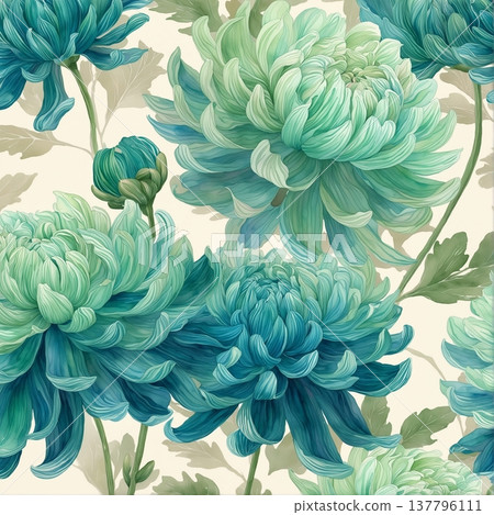 seamless pattern with flowers watercolor 137796111