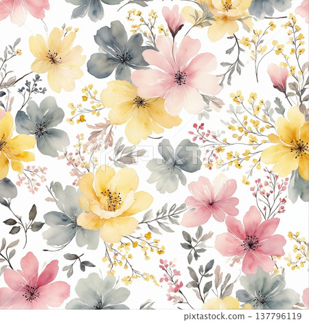 seamless pattern with flowers watercolor seamless pattern with flowers watercolor 137796119