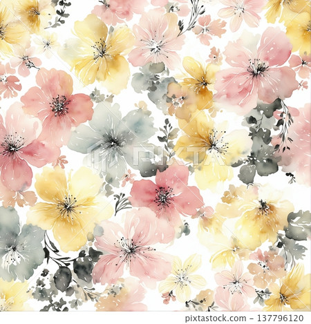 seamless pattern with flowers watercolor seamless pattern with flowers watercolor 137796120