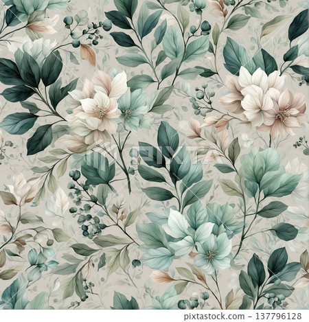 seamless pattern with flowers watercolor 137796128