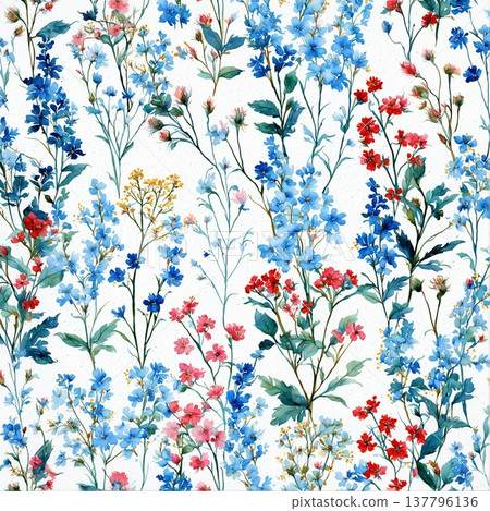seamless pattern with flowers watercolor 137796136