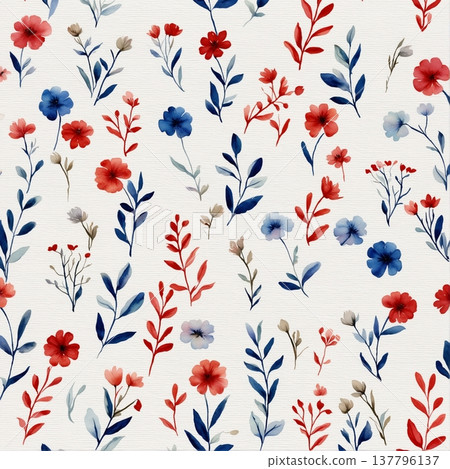 seamless pattern with flowers watercolor 137796137