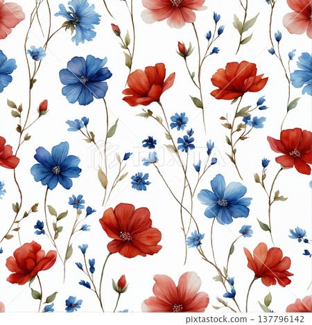 seamless pattern with flowers watercolor seamless pattern with flowers watercolor 137796142