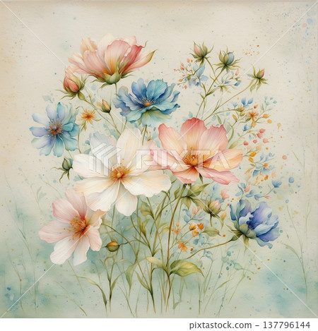 seamless pattern with flowers watercolor seamless pattern with flowers watercolor 137796144