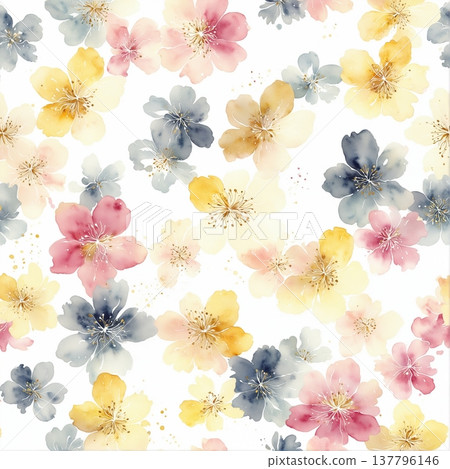 seamless pattern with flowers watercolor seamless pattern with flowers watercolor 137796146