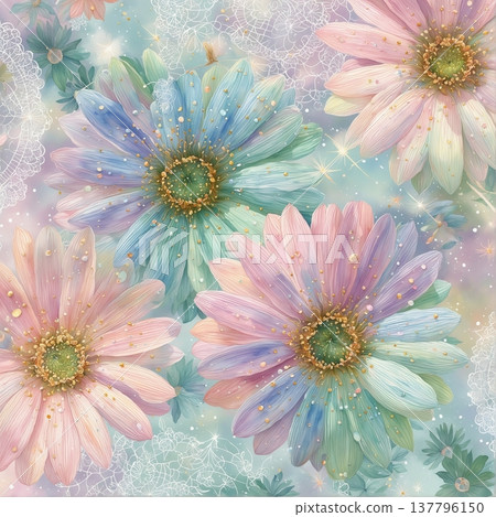 seamless pattern with flowers watercolor 137796150