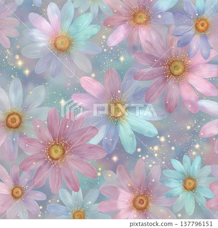 seamless pattern with flowers watercolor 137796151