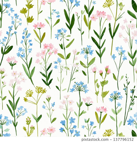 seamless pattern with flowers watercolor 137796152