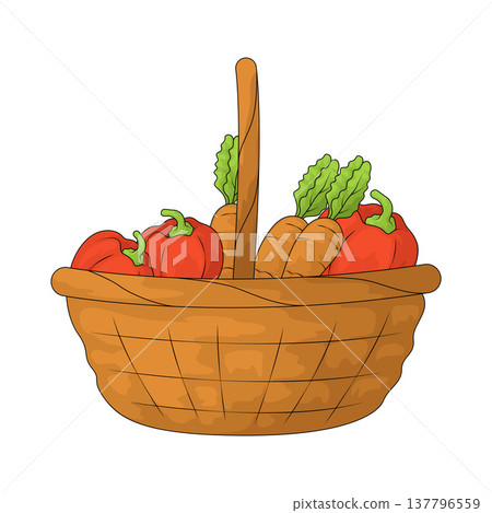 Illustration of basket of vegetable Illustration of basket of vegetable 137796559