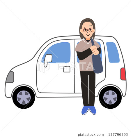 圖：一位上門護士站在車旁 137796593