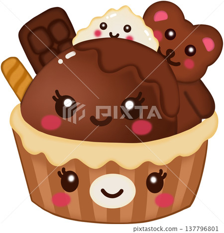The kawaii chocolate ice cream  137796801