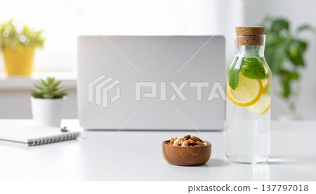 提供排毒水和堅果的健康工作空間，讓您在工作中保持精神煥發，促進身心健康。 137797018