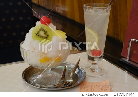 Fruit shaved ice and lemon squash 137797444