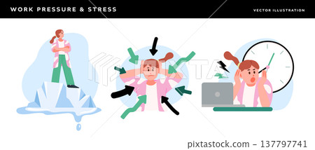Woman feeling work stress and pressure Woman feeling work stress and pressure 137797741