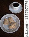 Cute bear-shaped cookies and coffee 137797776