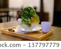Beautifully presented matcha shaved ice 137797779