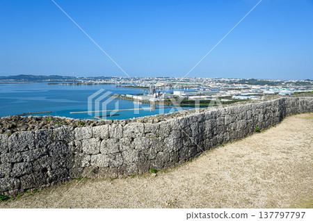 The view from the ruins of Katsuren Castle: An ancient castle of the Ryukyu Kingdom. The view from the ruins of Katsuren Castle: An ancient castle of the Ryukyu Kingdom. 137797797