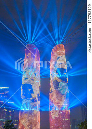 The Chengdu Twin Towers or Tianfu International Financial Center, are two modern skyscrapers in Chengdu, China Famous Landmark for tourism attraction. 31 October 2025, Chengdu, Sichuan, China 137798199