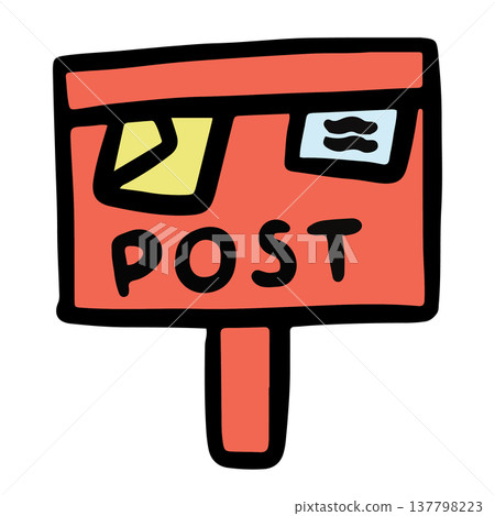 Hand drawn letter box or mail box with letters and envelope for decoration, home, house, sign, symbol, sticker, icon, cute patch, shirt print, outdoors, object, text, message, business, office workers 137798223