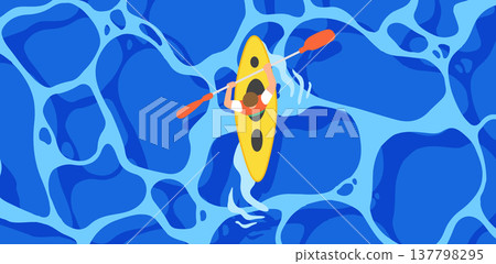 Person kayaking on blue ocean 137798295
