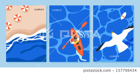 Beach landscape and kayaking scenes 137798434