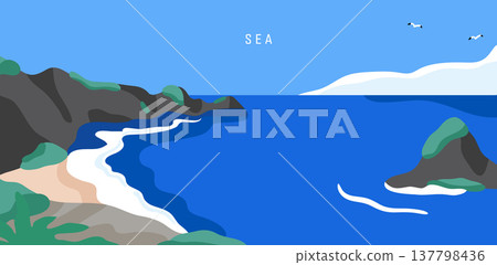 Rocky beach summer landscape 137798436