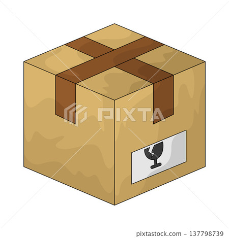 Illustration of sealed box with fragile label Illustration of sealed box with fragile label 137798739