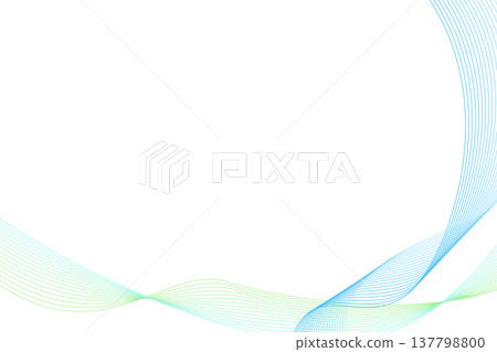 清新的綠色、綠色和淺藍色構成簡潔的曲線波浪背景。 137798800