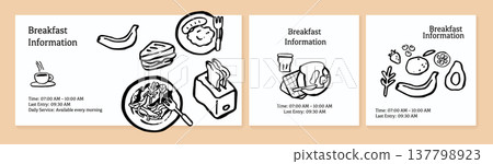 A hand drawn vector illustration of a western breakfast set featuring coffee A hand drawn vector illustration of a western breakfast set featuring coffee 137798923