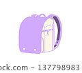 一張可愛的紫色書包插圖。 一張可愛的紫色書包插圖。 137798983