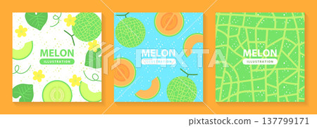Colorful melon pop pattern background illustration | Summer fruit vector material 137799171