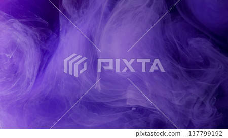 Ink fog water. Acrylic cloud smoke. Glitter purple blue color splash vapor fume liquid mist haze spreading on abstract art defocused background. Ink fog water. Acrylic cloud smoke. Glitter purple blue color splash vapor fume liquid mist haze spreading on abstract art defocused background. 137799192
