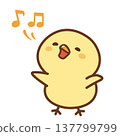 可愛的小雞插圖，配有音符和歌唱元素 | 適合兒童（幼兒園、托兒所、學校） 137799799
