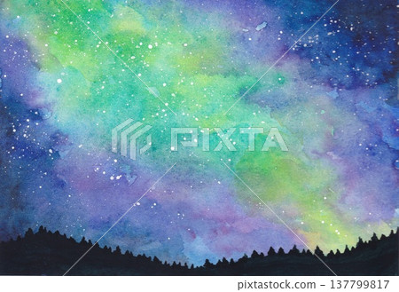 水彩畫中的極光 137799817